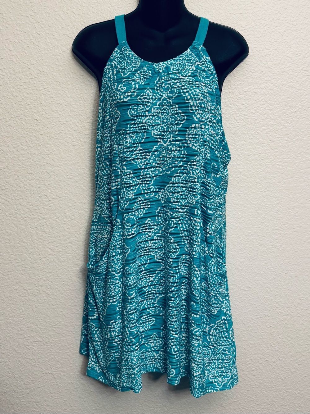 Teal Turquoise Summer Swim Cover Up Sun Dress S